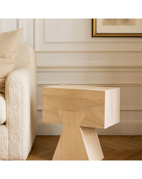 Meuble D'Appoint en Bois de Paulownia Naturel Line naturel - 35x22.5x42 cm