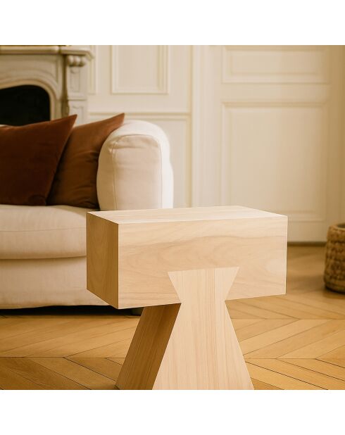 Meuble D'Appoint en Bois de Paulownia Naturel Line naturel - 35x22.5x42 cm