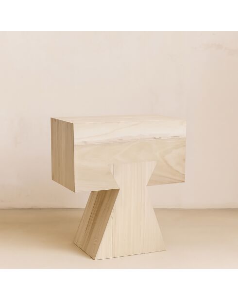 Meuble D'Appoint en Bois de Paulownia Naturel Line naturel - 35x22.5x42 cm