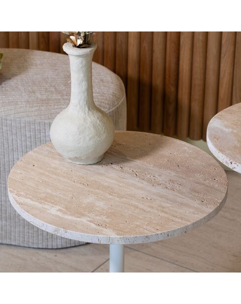 Meuble d'appoint Travi beige/blanc - 40x40x45 cm