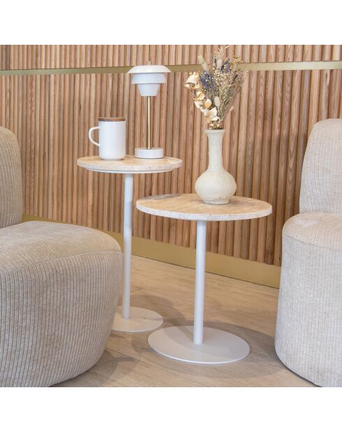 Meuble d'appoint Travi beige/blanc - 40x40x45 cm
