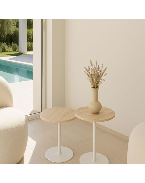 Meuble d'appoint Travi beige/blanc - 35x35x56 cm