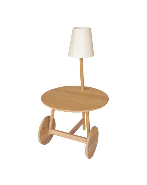 Table d'appoint en teck avec lampe abat-jour triss naturel - 51x47x88 cm