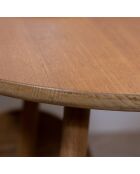 Mesa auxiliar de teca con lámpara con pantalla triss natural - 51x47x88 cm