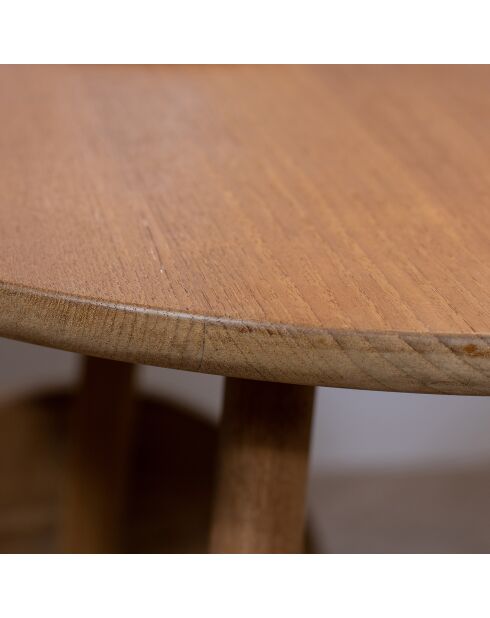Table d'appoint en teck avec lampe abat-jour triss naturel - 51x47x88 cm