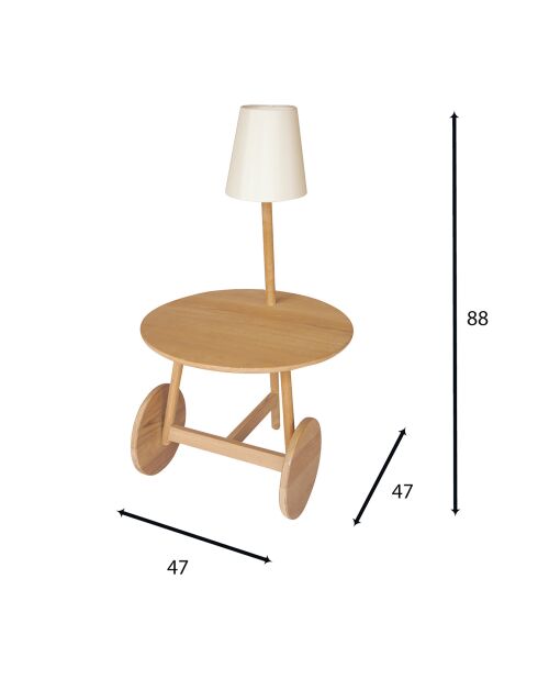 Table d'appoint en teck avec lampe abat-jour triss naturel - 51x47x88 cm