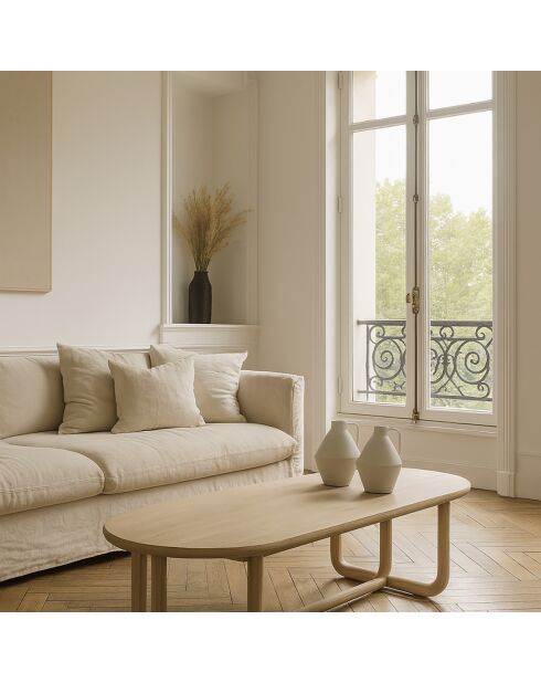 Table basse en pin recyclé kristen beige - 160x70x40 cm