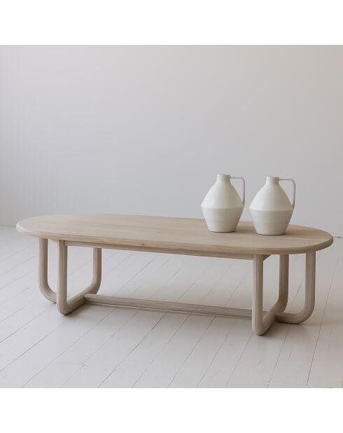 Table basse en pin recyclé kristen beige - 160x70x40 cm