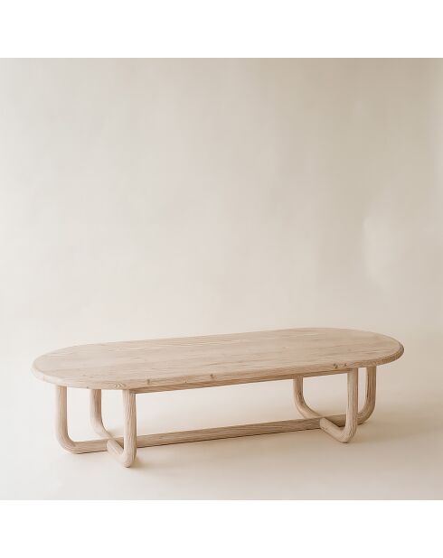 Table basse en pin recyclé kristen beige - 160x70x40 cm