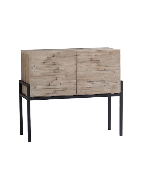 Buffet 2 portes en pin recyclé Kristen beige - 95x40x85 cm