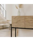 Buffet 2 portes en pin recyclé Kristen beige - 95x40x85 cm