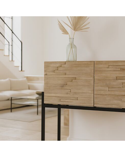 Buffet 2 portes en pin recyclé Kristen beige - 95x40x85 cm