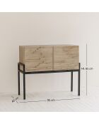 Buffet 2 portes en pin recyclé Kristen beige - 95x40x85 cm