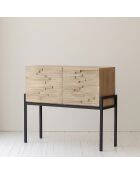 Buffet 2 portes en pin recyclé Kristen beige - 95x40x85 cm