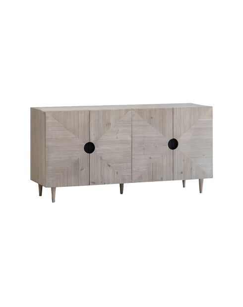 Buffet 4 portes en pin recyclé Kristen beige - 160x49x80 cm