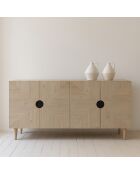 Buffet 4 portes en pin recyclé Kristen beige - 160x49x80 cm