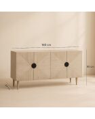 Buffet 4 portes en pin recyclé Kristen beige - 160x49x80 cm