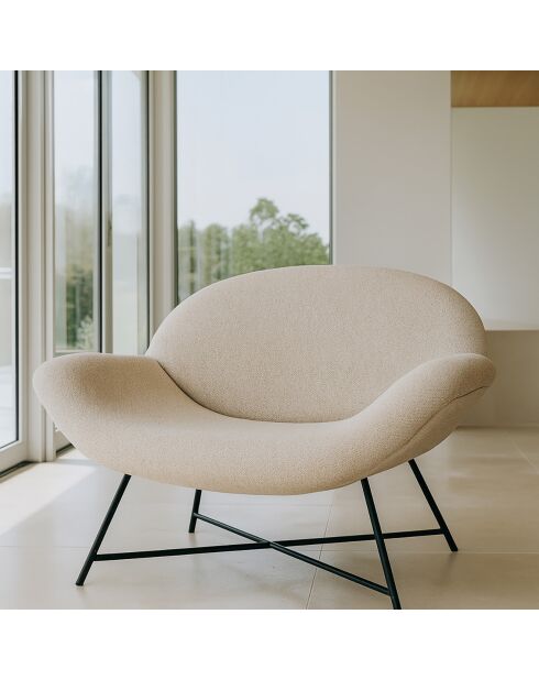 Canapé en bouclette duke sable - 130x76x79 cm