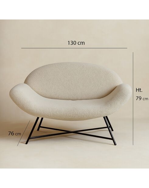 Canapé en bouclette duke sable - 130x76x79 cm