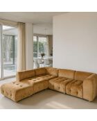 Canapé d'angle 5 Modules en Velours pané Twiggy orange - 300x265xH.67 cm