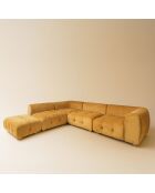 Canapé d'angle 5 Modules en Velours pané Twiggy orange - 300x265xH.67 cm