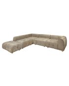 Canapé d'angle 5 Modules en Velours pané Twiggy gris/taupe - 300x265xH.67 cm
