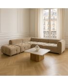 Canapé d'angle 5 Modules en Velours pané Twiggy gris/taupe - 300x265xH.67 cm