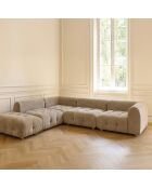 Canapé d'angle 5 Modules en Velours pané Twiggy gris/taupe - 300x265xH.67 cm