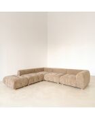 Canapé d'angle 5 Modules en Velours pané Twiggy gris/taupe - 300x265xH.67 cm