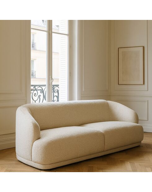 Canapé en Velours Huton écru - L.203xH.72xP.94 cm