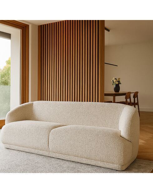 Canapé en Velours Huton écru - L.203xH.72xP.94 cm