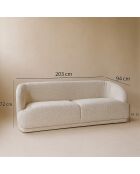 Canapé en Velours Huton écru - L.203xH.72xP.94 cm