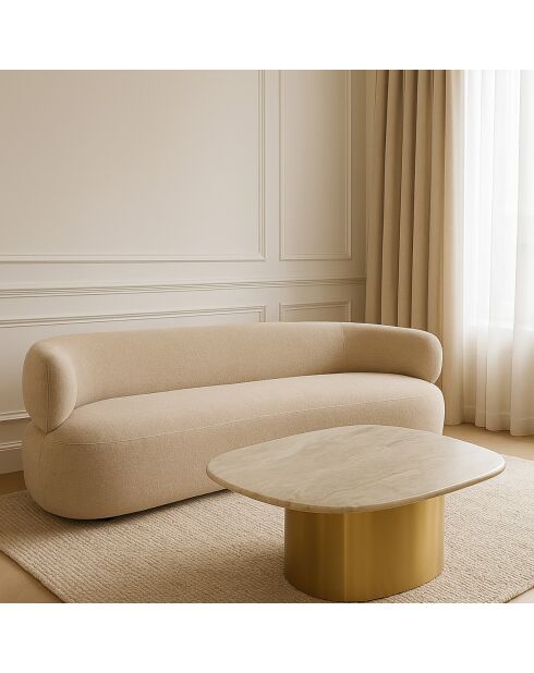 Canapé en Velours Glove beige - L.231xH.78xP.91 cm