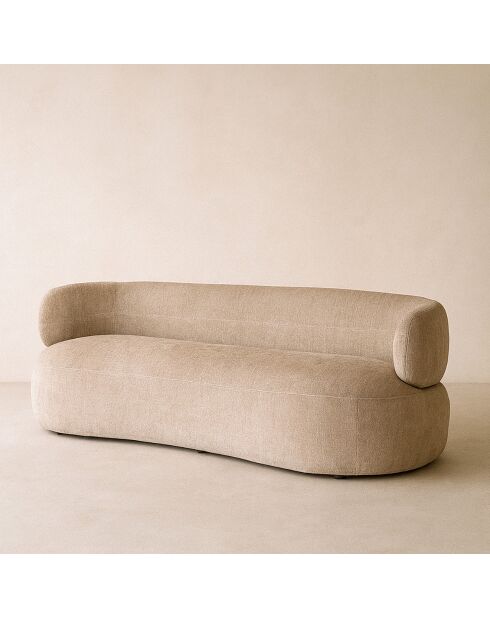 Canapé en Velours Glove beige - L.231xH.78xP.91 cm