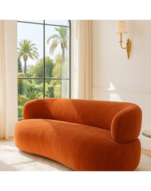 Canapé en Velours Glove terracotta - L.231xH.78xP.91 cm