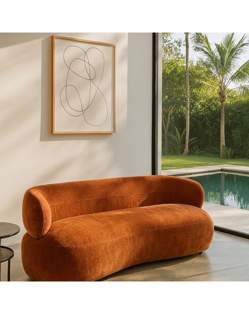 Canapé en Velours Glove terracotta - L.231xH.78xP.91 cm