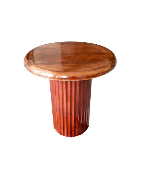 Meuble d'appoint en bois manguier/métal émaillé alta marron - D.40x42 cm