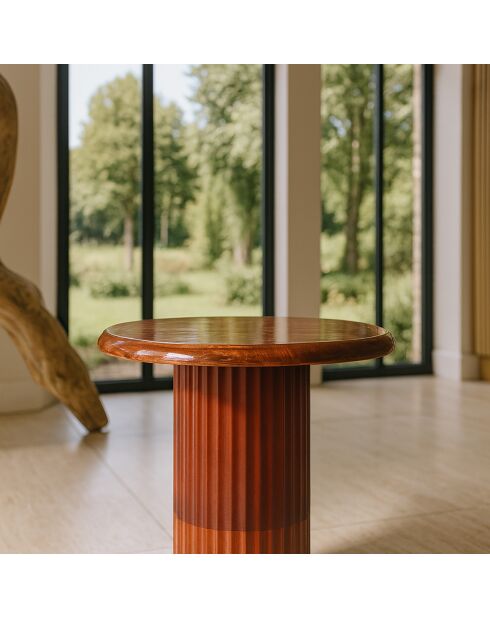 Meuble d'appoint en bois manguier/métal émaillé alta marron - D.40x42 cm