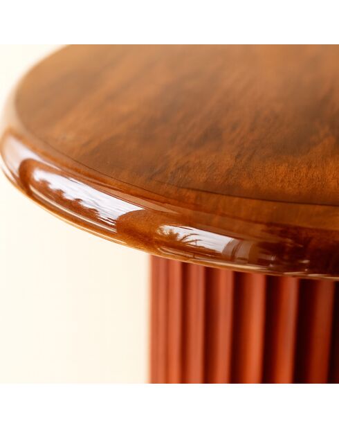 Meuble d'appoint en bois manguier/métal émaillé alta marron - D.40x42 cm