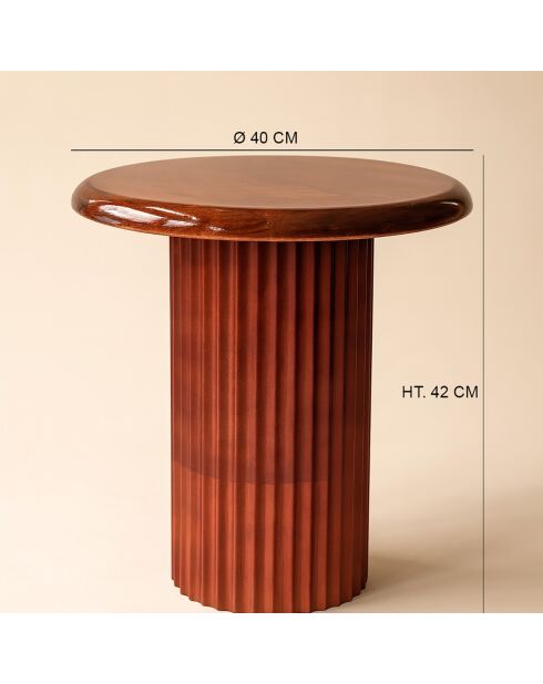 Meuble d'appoint en bois manguier/métal émaillé alta marron - D.40x42 cm