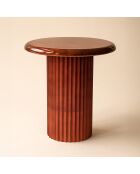 Meuble d'appoint en bois manguier/métal émaillé alta marron - D.40x42 cm