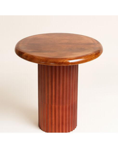 Meuble d'appoint en bois manguier/métal émaillé alta marron - D.40x42 cm