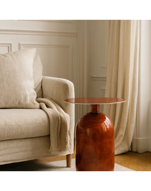 Meuble d'appoint en métal émaillé bodo marron - D.40x51 cm