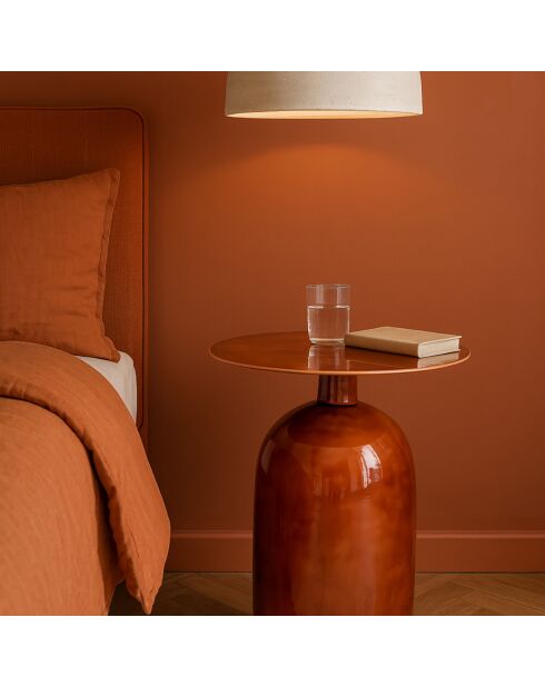 Meuble d'appoint en métal émaillé bodo marron - D.40x51 cm