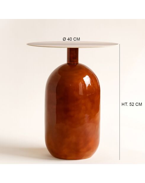 Meuble d'appoint en métal émaillé bodo marron - D.40x51 cm