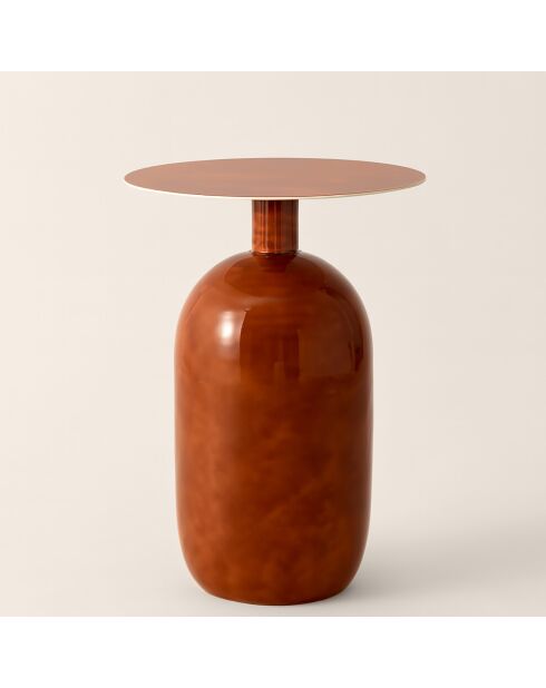 Meuble d'appoint en métal émaillé bodo marron - D.40x51 cm