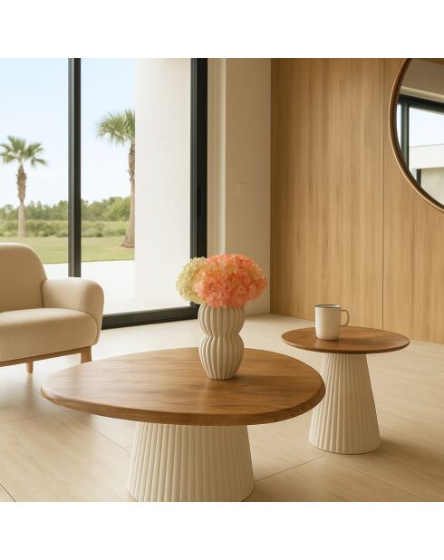 Meuble d'appoint Fjord blanc/naturel - 48x48x42 cm