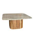 Table basse Bergen gris/naturel - 80x80x36 cm