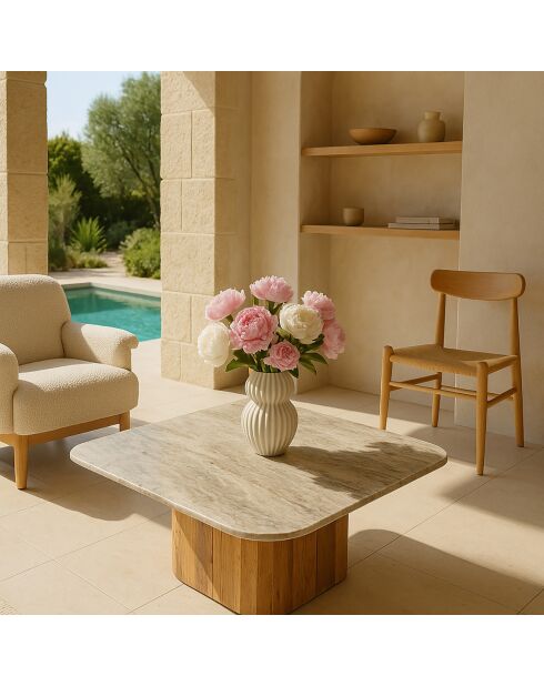 Table basse Bergen gris/naturel - 80x80x36 cm