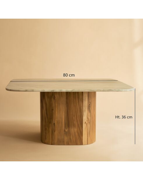 Table basse Bergen gris/naturel - 80x80x36 cm